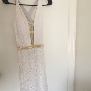 pearly White and Gold Elegant Dress
